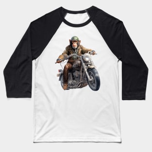 Monkey Biker Retro Motorcycle Baseball T-Shirt